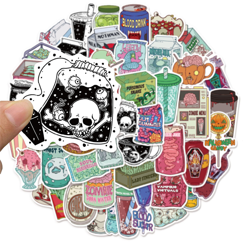 Zombie Snacks - 50 STKS Zombie Voedselstickers Leuke Horror