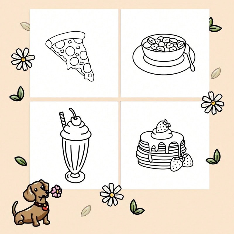 Nieuw kleurboek met voedsel- e - Food Snacks Drawing recensie en prijs
