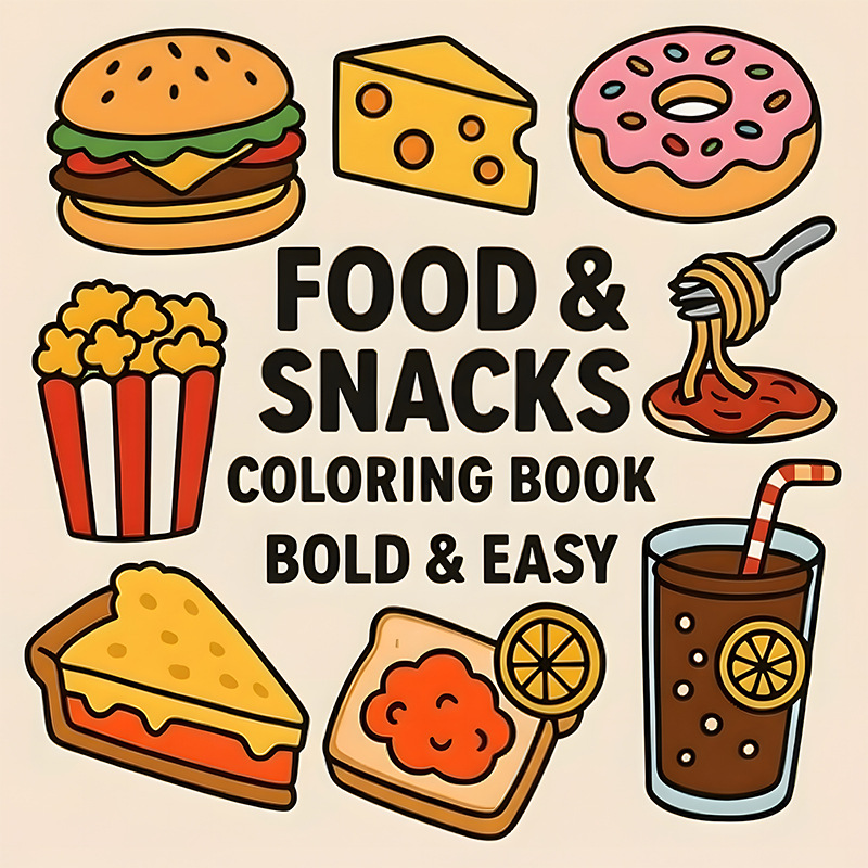 Dikke kleurboek met voedsel- e - Food Snacks Drawing recensie en prijs