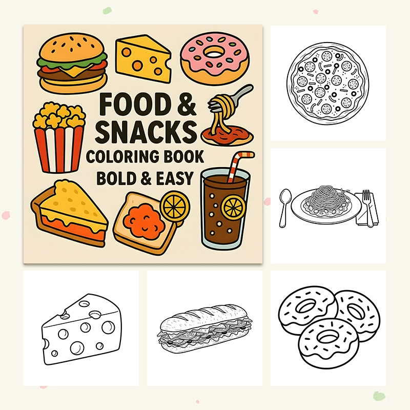 Dikke kleurboek met voedsel- e - Food Snacks Drawing recensie en prijs